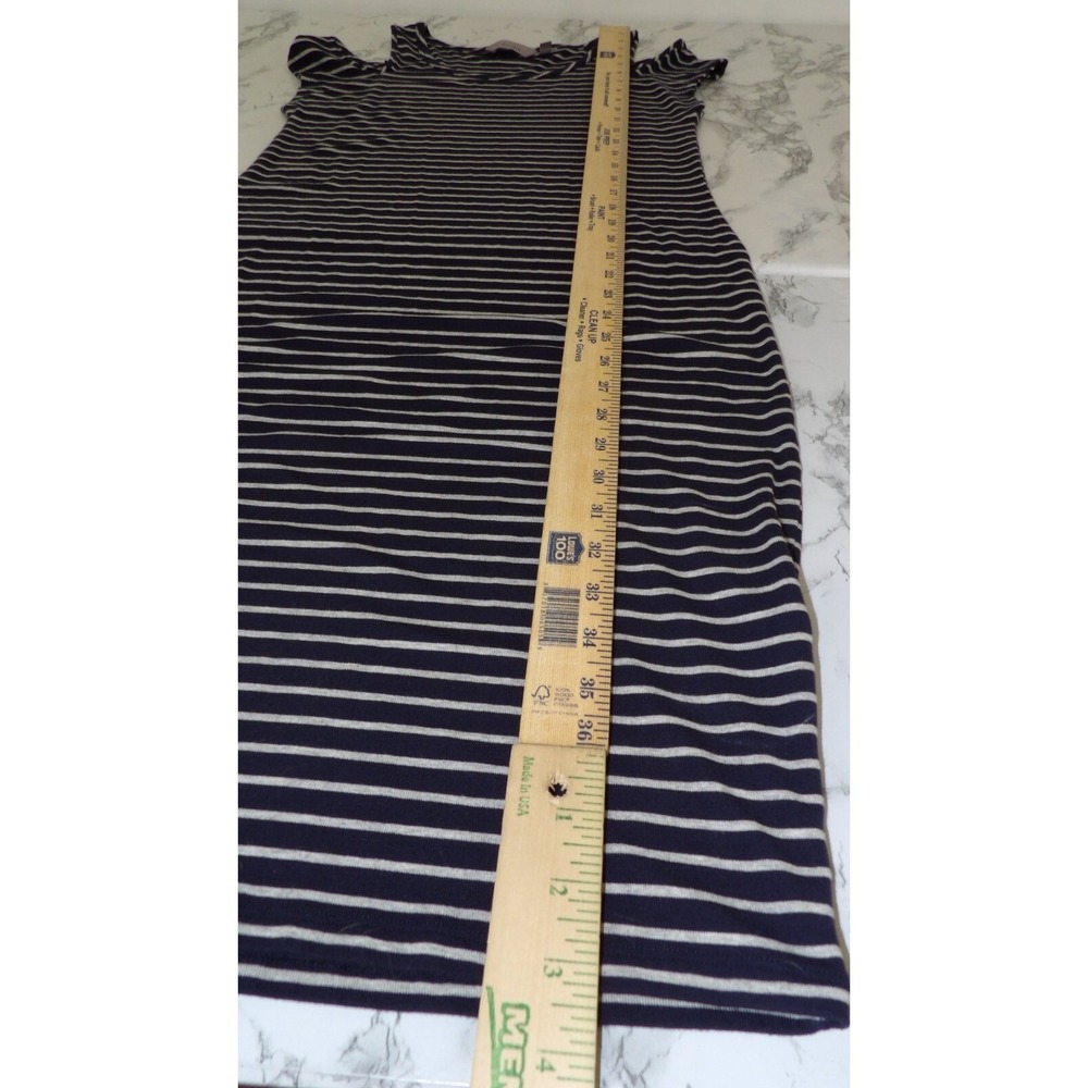 Athleta Knit T-shirt Dress Navy Blue White Striped Cold Shoulder Nautical Size M - Picture 5 of 10